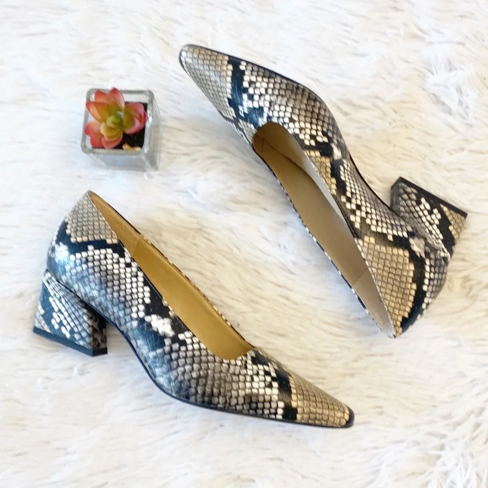 Franco Sarto Samira Artist Snake print architectural heel pump women’s 6.5